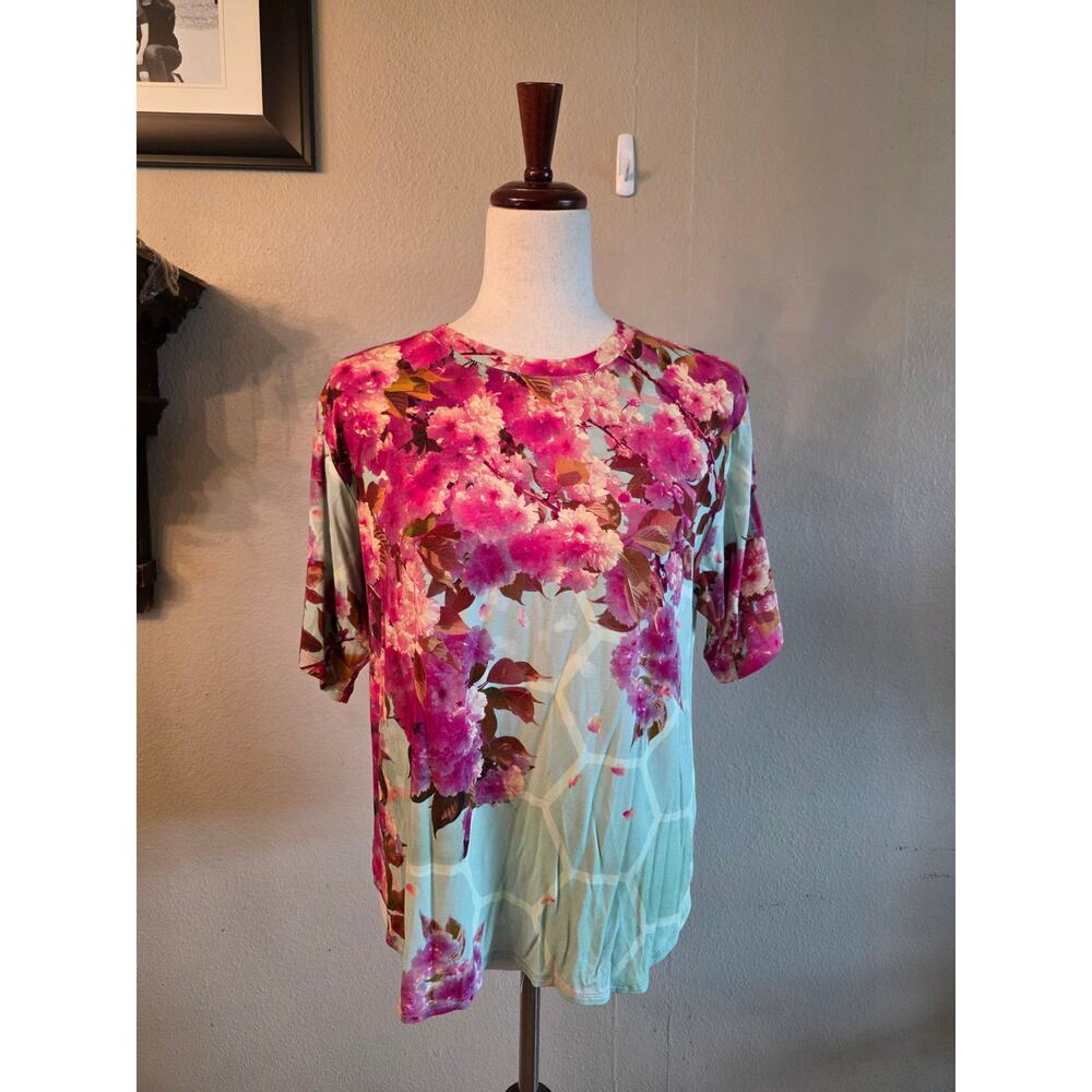 Johnny Was Hunny Oversized Cropped Tee Boho Floral